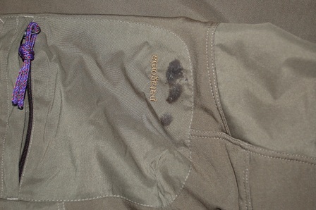 Patagonia Mixmaster pants pocket with Seam Grip repair.